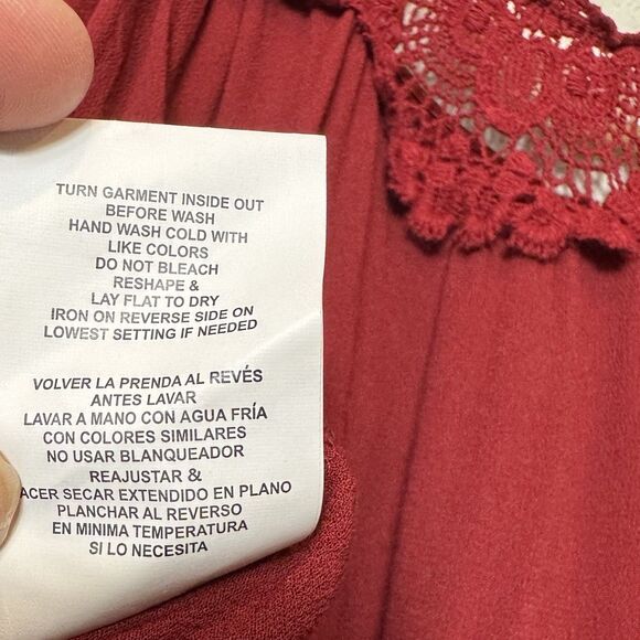 Altar’d State Red Crochet Trim Boho Peasant Top Blouse Flowy Women’s S Holiday - Picture 7 of 7